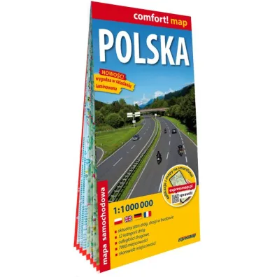 Polska mapa samochodowa 1:1 000 000 laminat 2025