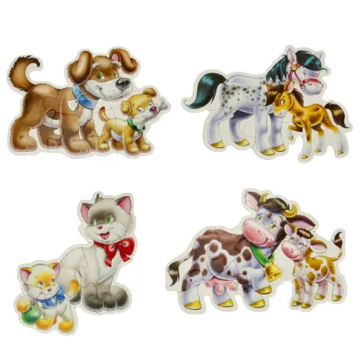Puzzle maxi 4w1 -zwierz�ta z dzie�mi (4+5+6+7 el.) Castorland