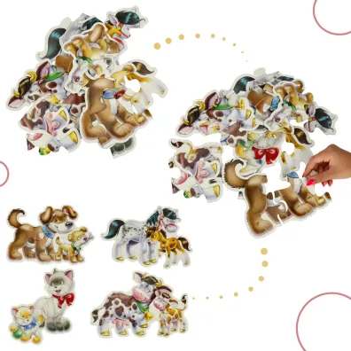 Puzzle maxi 4w1 -zwierz�ta z dzie�mi (4+5+6+7 el.) Castorland