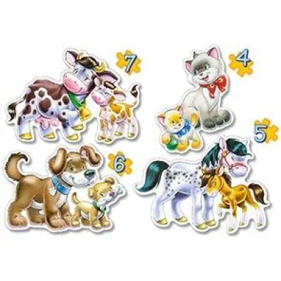 Puzzle maxi 4w1 -zwierz�ta z dzie�mi (4+5+6+7 el.) Castorland