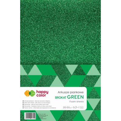 Happy Color Arkusze piankowe brokatowe A4, zielone, 5 arkuszy zielone 5 szt.