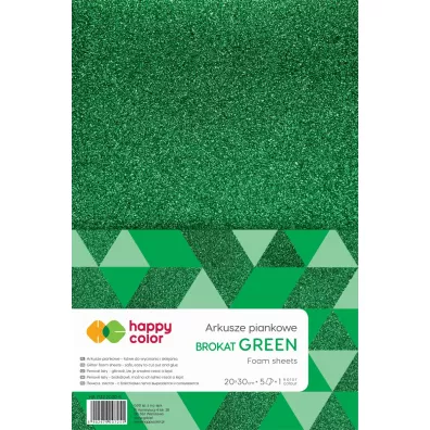 Happy Color Arkusze piankowe brokatowe A4 zielone 5 szt.
