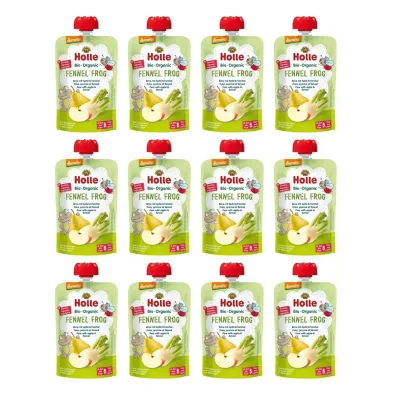 Holle Mus Koperkowa �aba (gruszka - jab�ko - koper w�oski) bezglutenowa od 6 miesi�ca Demeter Zestaw 12 x 100 ml Bio