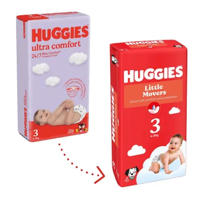 Huggies Pieluchy Little Movers 3 Jumbo Pack (4-9 kg) 56 szt.
