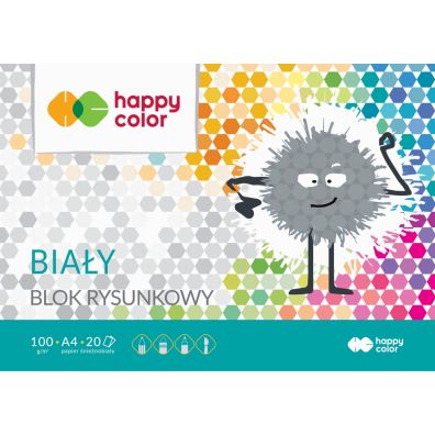 Happy Color Blok rysunkowy, biały, A4, 100g, 20 arkuszy