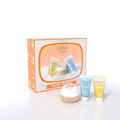 Shiseido Waso zestaw Giga Hydrating Rich Cream + Quick Gentle Cleanser + Fresh Jelly Lotion 3 x 30 ml