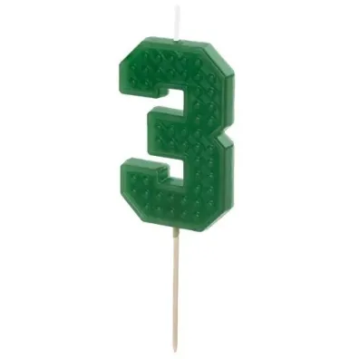 PartyDeco �wieczka urodzinowa 3 zielona 6cm