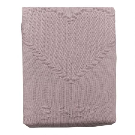 Kocyk tkany z baweny organicznej, 75x75cm, heart, pink