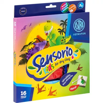 Sensorio Kids, Lekka masa plastyczna Dinozaury, 16 kolor�w Astra