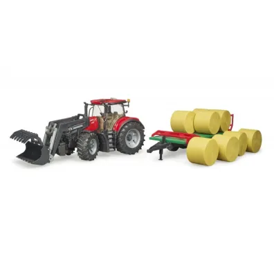 Case IH Optum 300 CVX z �adowaczem i przyczep� z balotami Bruder