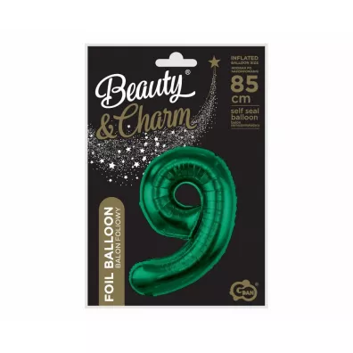 Godan Balon foliowy B&C cyfra 9 ziele� butelkowa 85cm