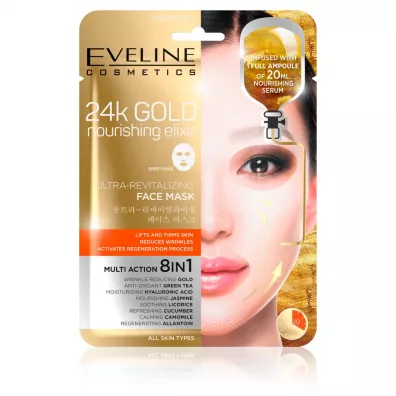 Eveline Cosmetics 24k Gold Nourishing Elixir intensywnie rewitalizuj�ca maska ze z�otem na tkaninie 20 ml