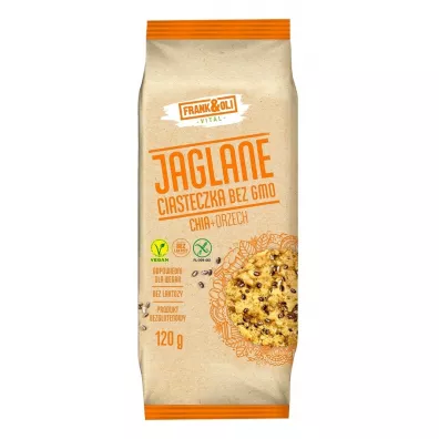 Frank&Oli Ciasteczka jaglane z orzechami + chia bez GMO 120 g