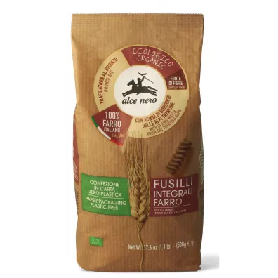 Alce Nero Makaron z paskurki razowy fusilli 500 g Bio