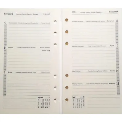 Drops Office Collection Kalendarz 2026 pe�ny Wk�ad do Organizera Notes Finanse Adresy 7,5x12,5 cm WKLORS-05-Set