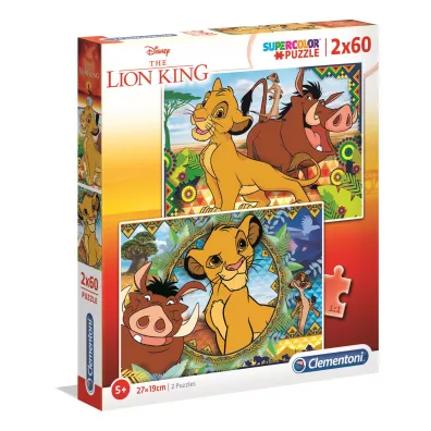 Puzzle 2 x 60 el. Supercolor. Krl lew Clementoni