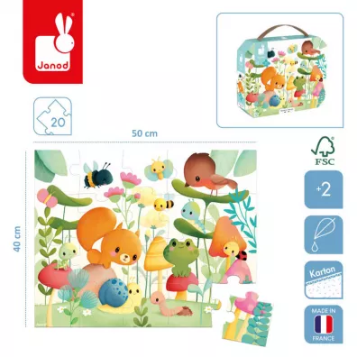Puzzle w walizce Przyjaciele z ogrdka 20 el. 2+ Janod