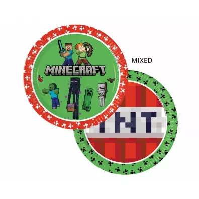 Talerzyki papierowe Minecraft 23cm 8 szt.