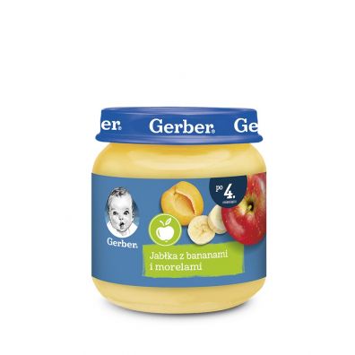 Gerber Deserek jabłka z bananami i morelami dla niemowląt po 4 miesiącu 125 g