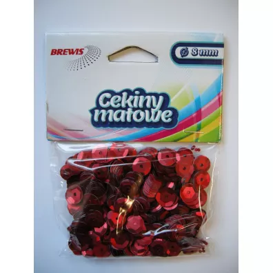 Cekiny matowe M60 8mm, 10g czerwone