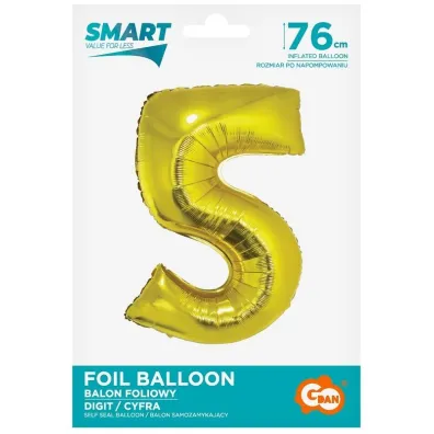 Godan Balon foliowy cyfra 5 z�ota Smart 76cm
