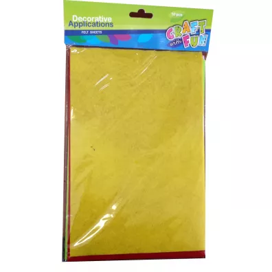 Filc do dekoracji 10 kolorw Craft with Fun 20 x 30 cm