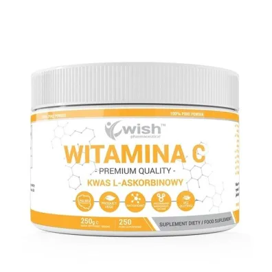 Wish Pharmaceutical Witamina C Kwas L-Askorbinowy 1000mg suplement diety 250 g
