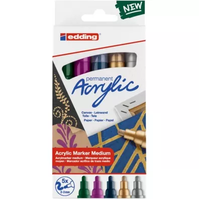 Edding Marker akrylowy 5 kolor�w