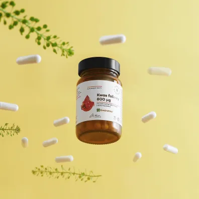Aura Herbals Kwas foliowy 800 μg, Quatrefolic® Suplement diety 60 kaps.