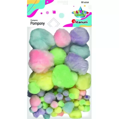 Titanum Pompony akrylowe mix kolor�w pastelowych 60 szt.