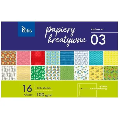 Tetis Papiery kreatywne A5 zestaw 3 16 kartek