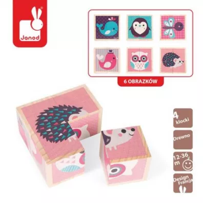 Klocki drewniane Puzzle 6w1 Zwierztka