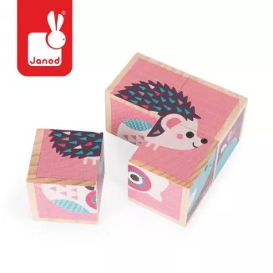 Klocki drewniane Puzzle 6w1 Zwierztka
