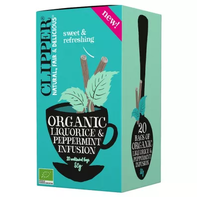 Clipper Herbatka z lukrecj i mit pieprzow 20 x 1,5 g Bio