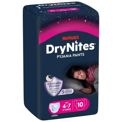 Huggies Pieluchomajtki na noc 4-7 lat DRYNITES Girl (17-30 kg) 10 szt.