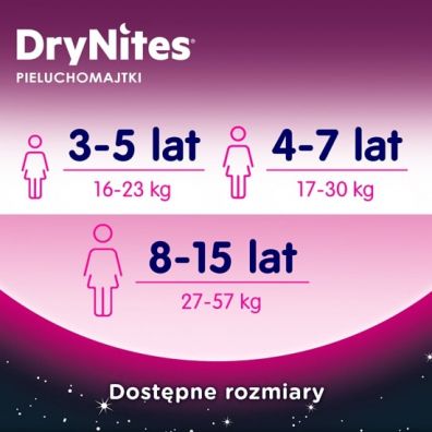 Huggies Pieluchomajtki na noc 4-7 lat DRYNITES Girl (17-30 kg) 10 szt.