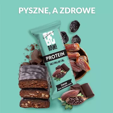 BeRaw Baton protein - surowe kakao w gorzkiej czekoladzie 40 g