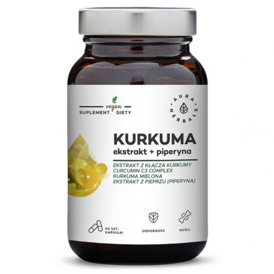 Aura Herbals Kurkuma ekstrakt + piperyna suplement diety 60 kaps.