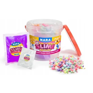 Zestaw Slime masa �elowa sensoryczna w wiaderku + koraliki + klej NARA Pilot