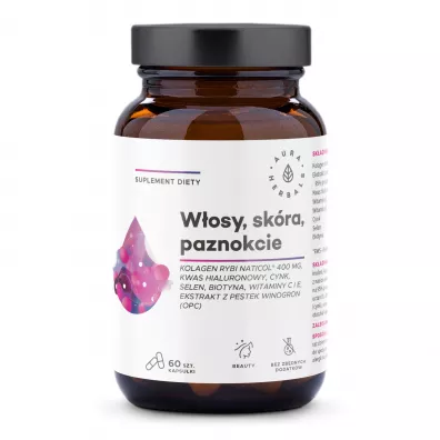 Aura Herbals Kolagen Rybi NatiCol 800 mg, Wosy, Skra, Paznokcie - suplement diety 60 kaps.