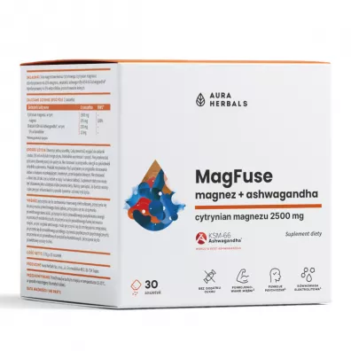 Aura Herbals MagFuse: magnez + ashwagandha suplement diety 30 x 2.78 g