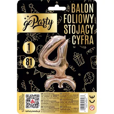 GoParty Balon foliowy stoj�cy 4 rose gold 81cm