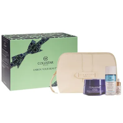 Collistar Zestaw Rewitalizuj�cy krem do twarzy + P�yn do demakija�u Mini + Fluid ochronny SPF50 + Kosmetyczka 50 ml + 35 ml + 5 ml