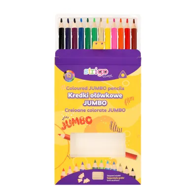 Strigo Kredki o��wkowe Jumbo tr�jk�tne z temper�wk� 12 szt.