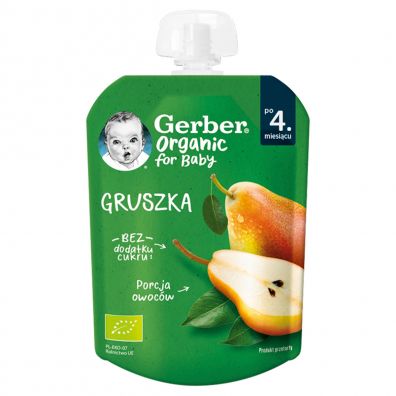 Gerber Organic Deser w tubce gruszka po 4. miesicu 80 g Bio