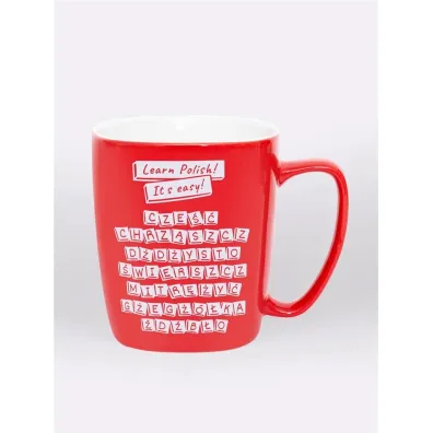 Nadwyraz.com Kubek ceramiczny czerwony Learn Polish! It`s easy