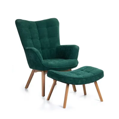 HowHomely Fotel z podnkiem Grella Bottle Green