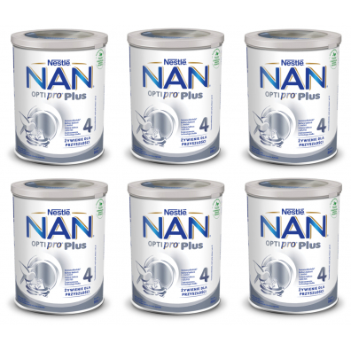 Nestle Nan Optipro Plus 4 Produkt na bazie mleka junior dla dzieci po 2. roku Zestaw 6 x 800 g