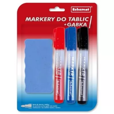 Schemat Markery sucho�cieralne do tablic + g�bka 3 szt.