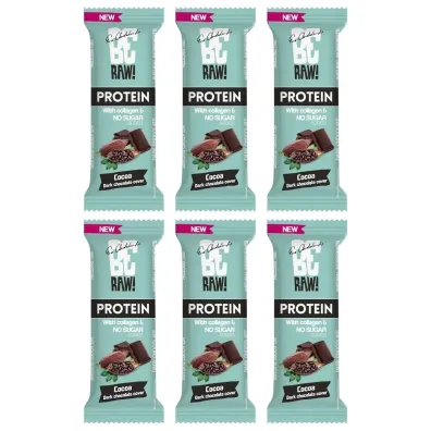 BeRaw Baton protein 28% - surowe kakao w gorzkiej czekoladzie zestaw 6 x 40 g